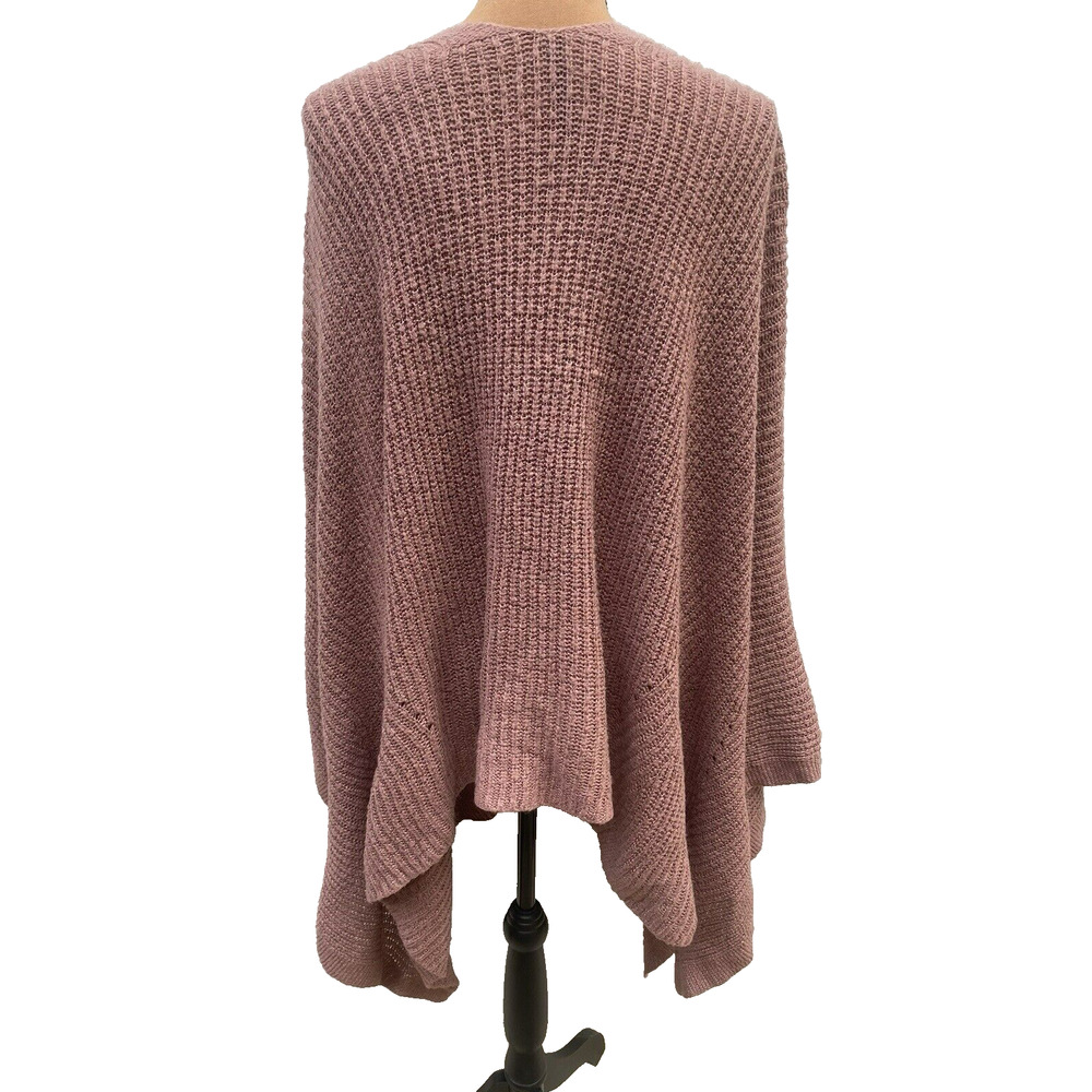 Torrid Ribbed Knit Shawl/Poncho/Wrap In Rose/Mauve Color One Size - Picture 6 of 11